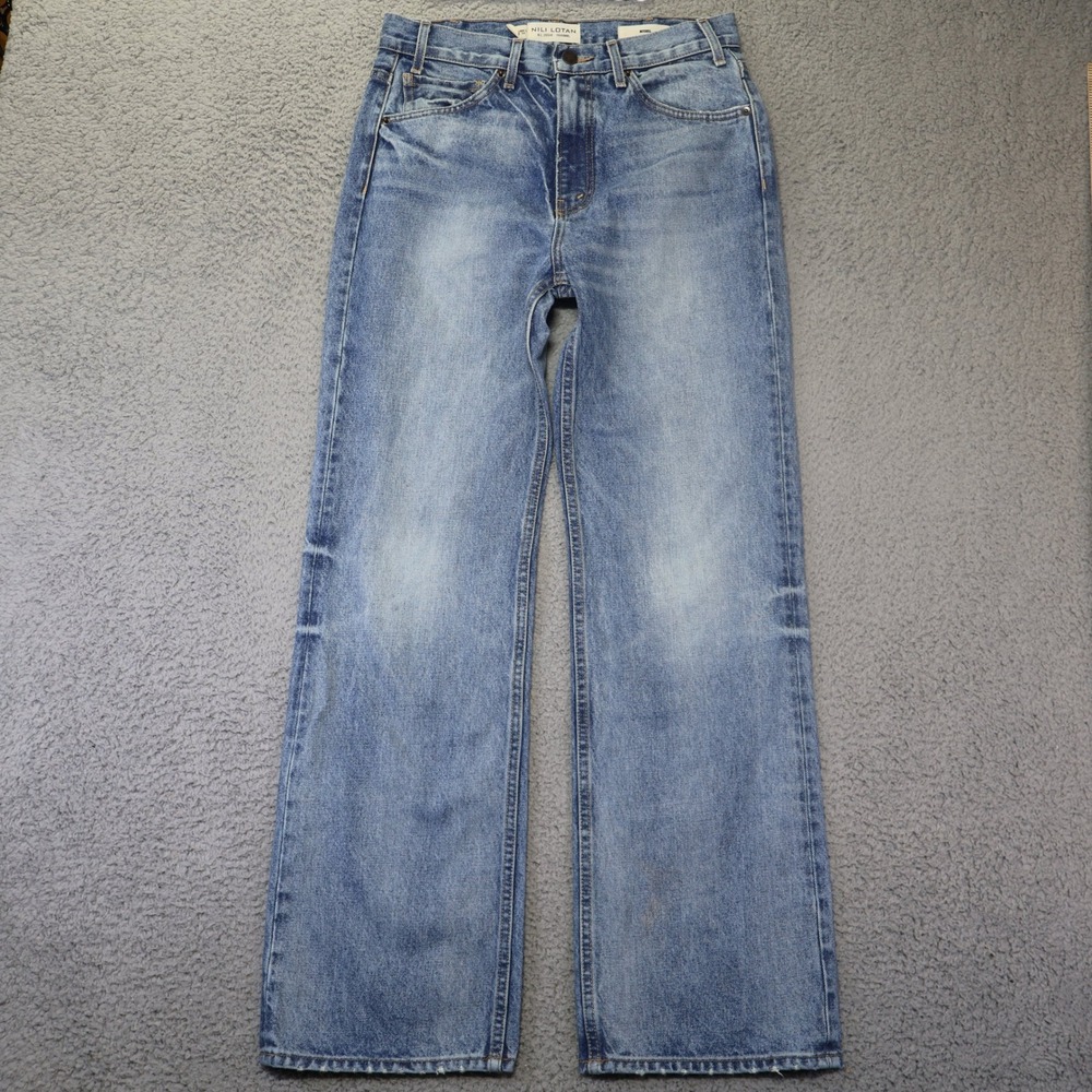 Nili Lotan Mitchell High Rise Straight Leg Jeans Light Wash Blue Size 25 USA